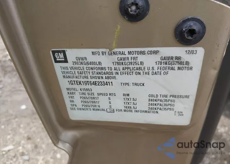 2004 GMC Sierra 1500 Sle from USA, damaged, VIN 1GTEK19T64E233411